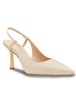 Paradox London Champagne Glitter High Heel Sling Back Court Shoes