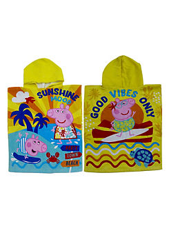 Peppa Pig Ocean ’Good Vibes Only’ 100% Cotton Poncho Beach Towel