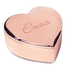 Personalised Rose Gold Tone Heart Trinket Box