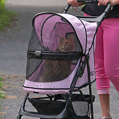 Pet Gear Happy Trails No-Zip Stroller Pink Diamond