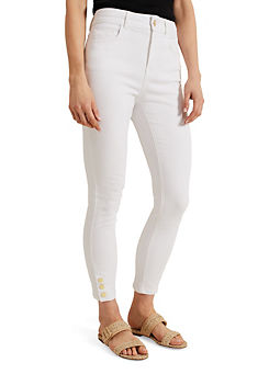 Phase Eight Joelle White Button Detail Skinny Jeans