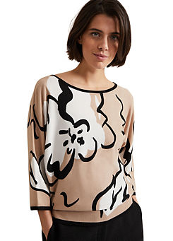 Phase Eight Laurie Ink Floral Knitted Top