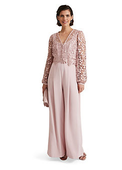 Phase Eight Mariposa Pale Pink Lace Jumpsuit