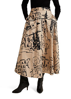 Phase Eight Mavis Tuscan Print Midi Skirt