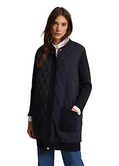 Phase Eight Zadie Navy Quilted Knit Coatigan