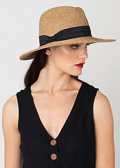 Pia Rossini Tobago Sand Classic Straw Fedora Hat