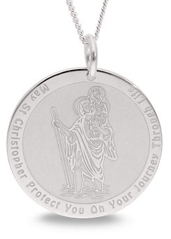 Precious Sentiments Personalised Sterling Silver St Christopher Disc Pendant