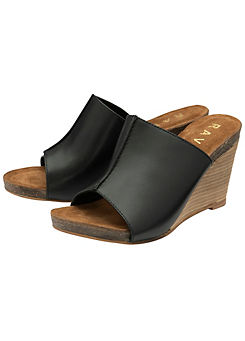 Ravel Black Leather Corby Wedges