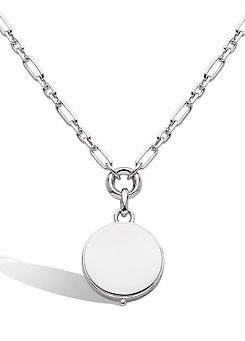 Rhodium Plated Sterling Silver Round Locket Figaro Chain Necklace, 22 inch by Kit Heath