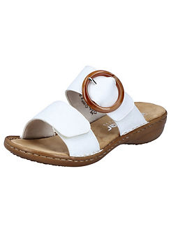 Rieker 60894 Ladies White Hook & Loop Sandals