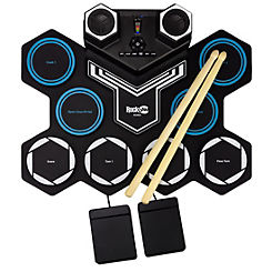 RockJam Rechargeable Bluetooth Roll Up Drum Kit with Inbuilt Speakers & Drumsticks
