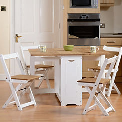 Santos Pine & Painted Butterfly Table & 4 Chairs Space Saving Dining Set