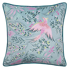 Sara Miller Dusky Blue Bird Of Paradise 50 x 50cm Filled Cushion