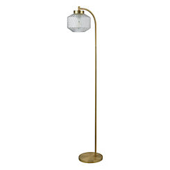 Satin Brass & Clear Textured Glass Floor Lamp