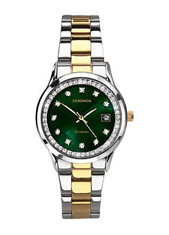 Sekonda Ladies Catherine Two Tone Stainless Steel Bracelet with Green Dial Watch