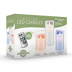 Set of 3 Remote Control Multi-Coloured Candles