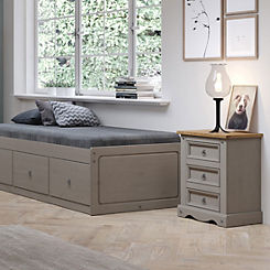 Sierra Grey Pine 3 Drawer Bedside Cabinet