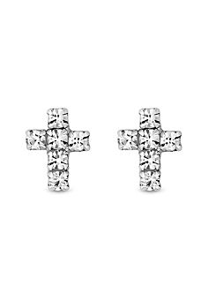 Simply Silver Sterling Silver 925 Cubic Zirconia Cross Stud Earrings