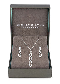 Simply Silver Sterling Silver 925 Cubic Zirconia Infinity Set - Gift Boxed