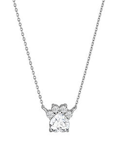Simply Silver Sterling Silver 925 Cubic Zirconia Paw Print Pendant Necklace