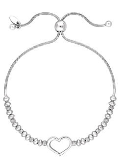 Simply Silver Sterling Silver 925 Open Heart Toggle Bracelet