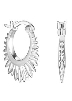 Simply Silver Sterling Silver 925 Polished Starburst Hoop Earrings