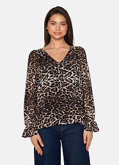 Sisters Point Frill Animal Print Blouse