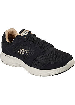 Skechers Black Leather Overlay Knit Lace-Up Trainers