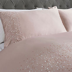 Sleepdown Diamante Embellished Duvet Cover Set - Blush