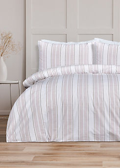 Sleepdown Natural Pyjama Stripe Duvet Cover Set
