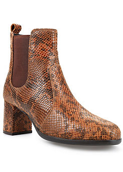Snake Heeled Ankle Boots