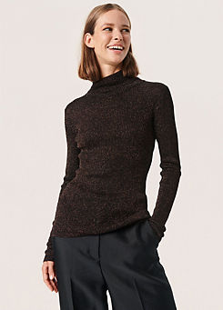 Soaked in Luxury Carina Metallic Knit Slim Fit Pullover