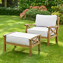 Sorrento Hardwood Indoor/Outdoor Armchair with Footstool