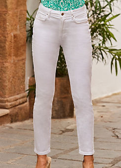 Sosandar White Denim Slim Leg Jeans