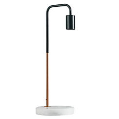 Steepletone Copper/Black Marble Base 1 Light Metal Desk Lamp