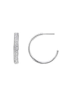 Sterling Silver Crystal 27mm Hoop Stud Earrings by Evoke