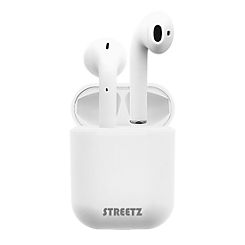 Streetz True Wireless Stereo Semi-In-Ear Earbuds With A 300Mah Charging Case - White