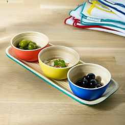 Sur La Table Colour Me Happy 4 Piece Bamboo Tray & Dipping Bowls