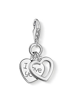THOMAS SABO 925 Sterling Silver Charm Club Charm Pendant ’I Love You’ Hearts