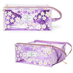 The Flat Lay Co. Lilac Daisy Jelly Open Flat Makeup Box Bag