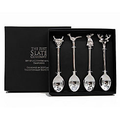 The Just Slate Company Set of 4 Stainless Steel Country Animals Spoons