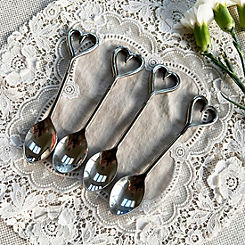 The Just Slate Company Set of 4 Stainless Steel Love Heart Spoons