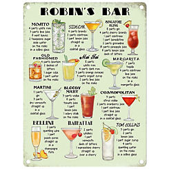 The Original Metal Sign Company Classic Cocktails- Personalised Metal Sign for the Home