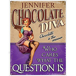 The Original Metal Sign Company Personalised- Chocolate Diva Metal Sign for the Home