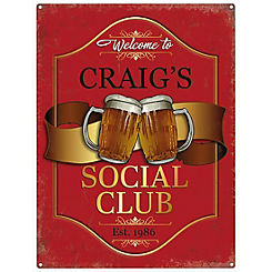 The Original Metal Sign Company Social Club- Personalised Metal Sign for the Home