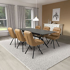 Timor Black Extendable Table & 6 Arnhem Chairs