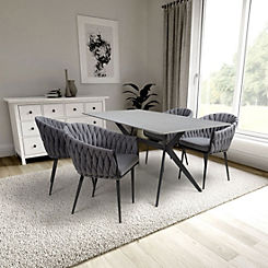 Timor Grey 1.6m Dining Table & 4 Pandora Chairs