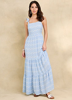 Together Blue Shell Print Tiered Maxi Dress