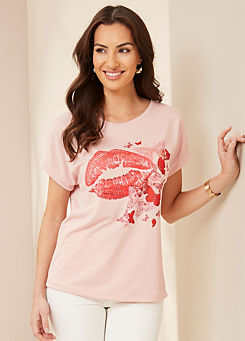 Together Blush Butterfly Print T-Shirt