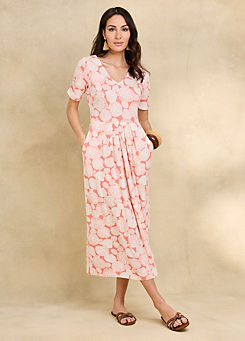 Together Coral Shell Print Midi Jersey Dress